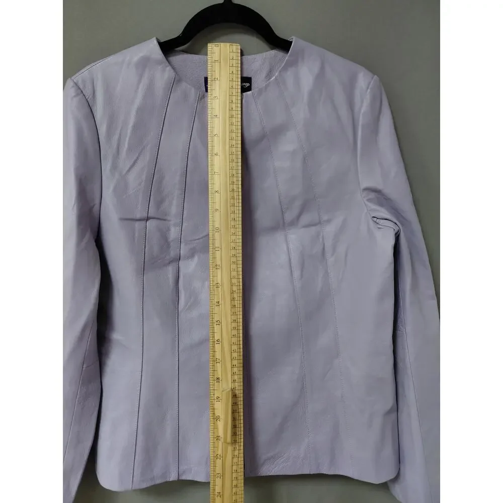 Russell Kemp Content 100% Leather Crew Neck Full Zip Jacket Women Size 6